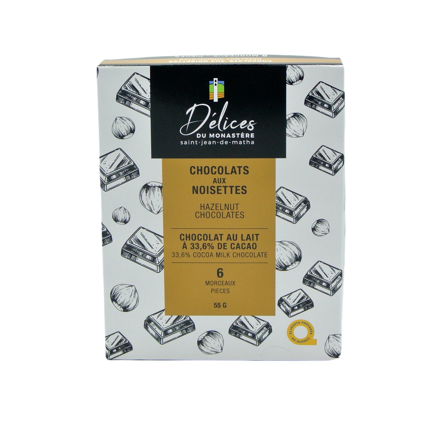 Chocolats au lait avec centre à la noisette 6un