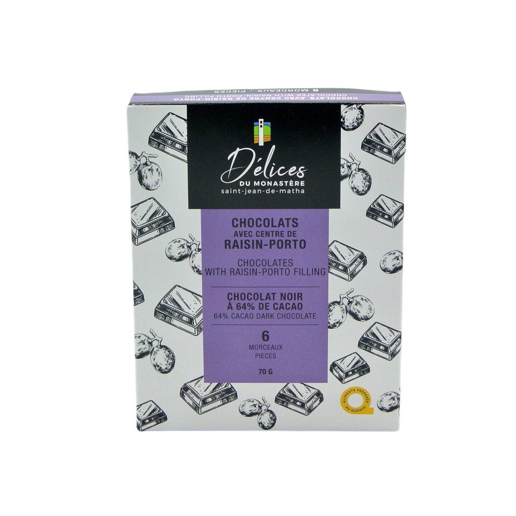 Chocolats noirs avec centre de raisin-porto 6un