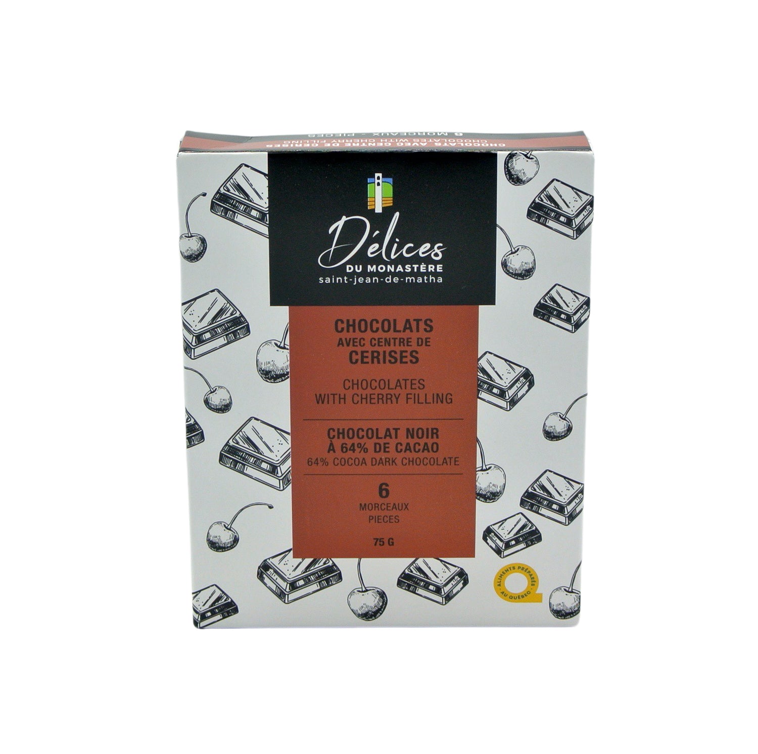 Chocolats noirs avec centre de cerises 6un