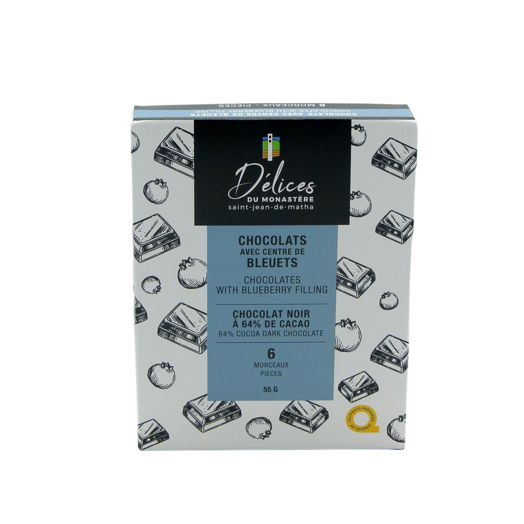 Chocolats noirs avec centre de bleuets 6un