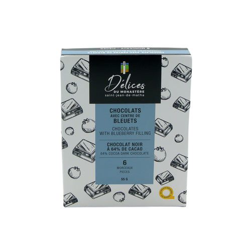 Chocolats noirs avec centre de bleuets 6un