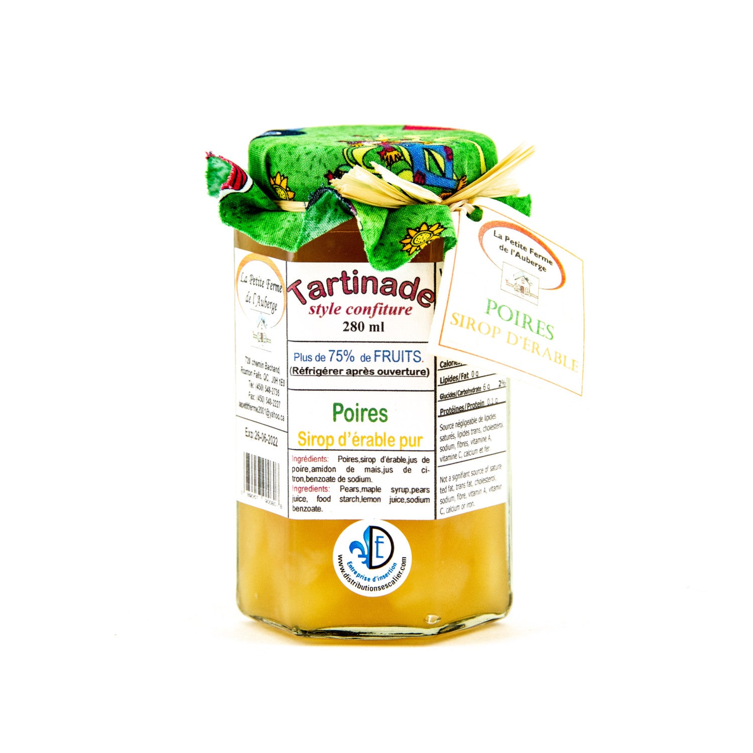 Pure Maple Syrup and Pear Spread by La Petite Ferme de l'Auberge